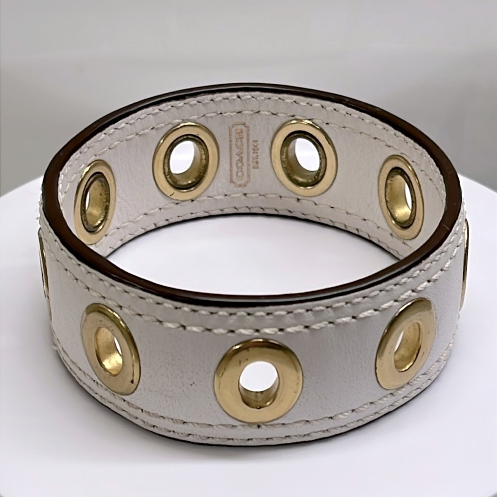 Coach Leather with Grommets Bangle Bracelet EUC